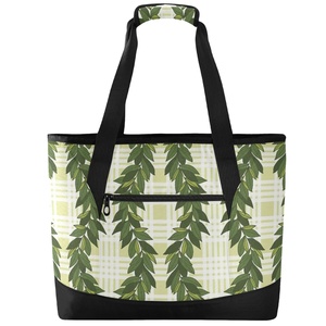 New Arrival Maile <b>Lei</b> Hawaiian Print Tote Cooler Pikake Design Lunch Bag Insulated Grocery Custom Logo Cooler Bag for Shopping - Product Image 2