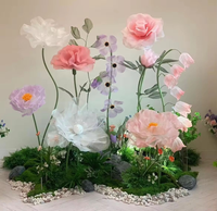 Mur de fond rose et rouge L208, arrangement floral de Noël, fleur artificielle géante pour décoration de mariage intérieure/extérieure