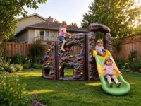 Structure d'escalade pour enfants avec toboggan, équipement de jeu extérieur, mur d'escalade et toboggan combinés pour maternelle