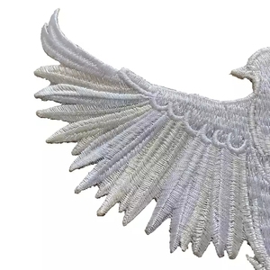 Parche Bordado de Paloma de la Paz Blanco/Negro, Parche de Tela Bordado de Aves Grandes para Planchar en Chaquetas, Parche de Tela para Manualidades - Product Image 6