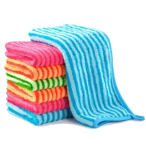 Color Strips Microfiber Cleaning Cloth Dish Towel Absorbent Rags Kitchen Towel