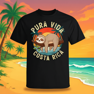 Camiseta de manga corta Pura Vida Sloth para adulto, unisex, cuello redondo, estampado digital - Product Image 3