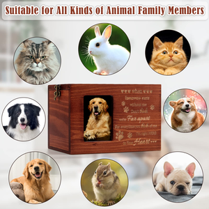Urnes funéraires modernes en bois écologiques faites à la main pour chiens et chats avec cadre photo intégré et doublure douce en flanelle noire - Sympathie - Product Image 6