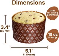 Moule en papier pour panettone de 15 oz, 2000 pièces, rond, antiadhésif, brun argenté, moules à pâtisserie pour pain de Pâques, paska, kulich, utilisation pour la pâtisserie de fête