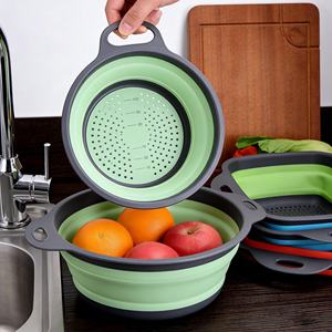 Panier égouttoir pliable en silicone, filtre à eau télescopique multifonctionnel pour cuisine domestique, idéal pour le lavage des légumes et des aliments - Product Image 2