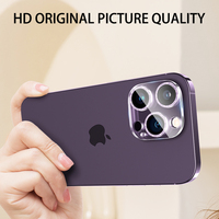 HKQTQ Protection d'objectif d'appareil photo en verre trempé 9H PMMA TPU/PET hybride anti-traces de doigts haute transparence couverture complète pour 14