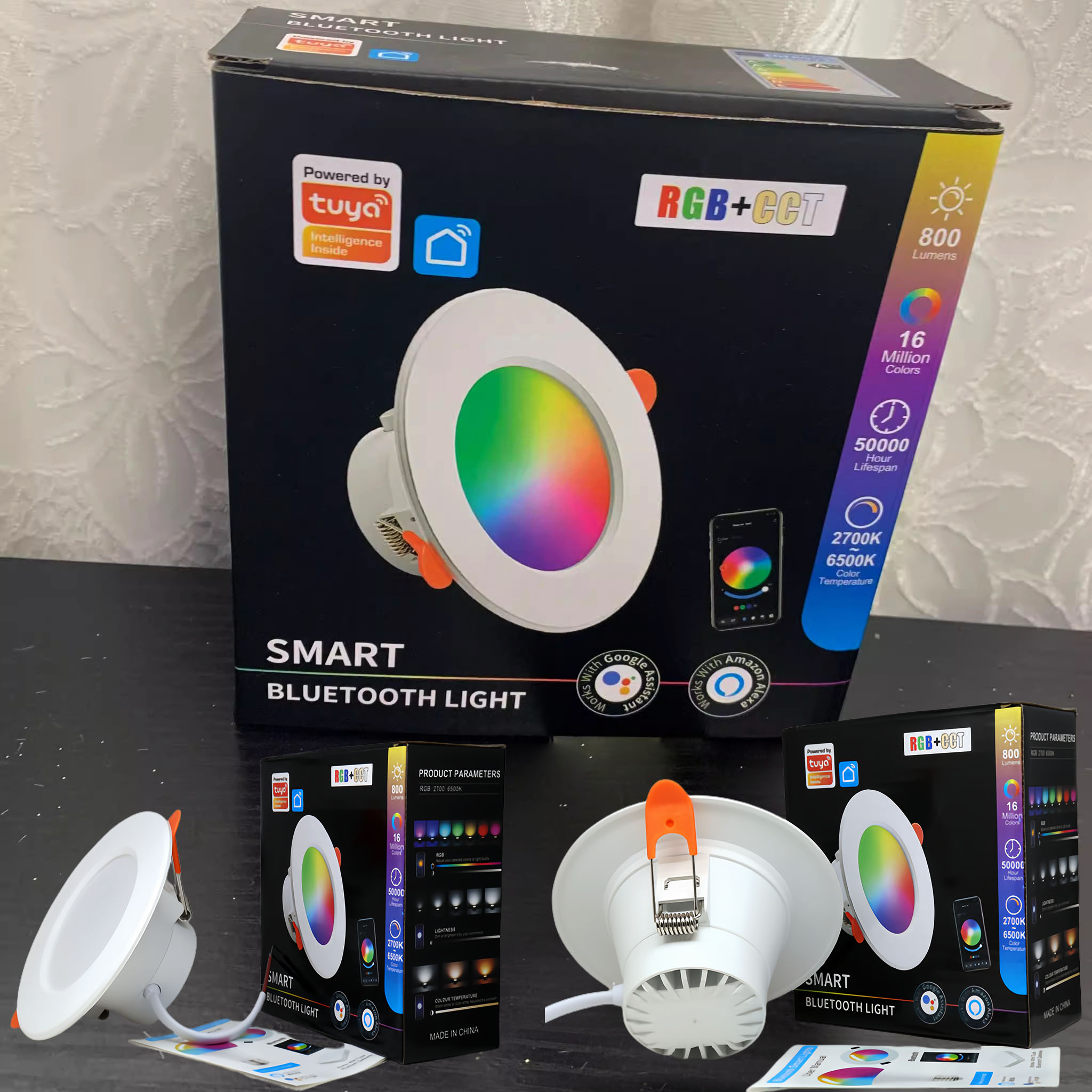 UL AC86-265V ПК + PA 12 Вт 800 лм CCT 2700K-6500K Tuya Smart BT Alex приложение музыка адресуемые RGBCW светодиодные светильники для домашнего декора 2025