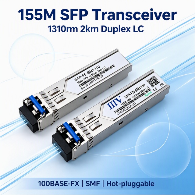 155M SFP Module 2KM 1310nm Dual LC Single-Mode Fiber Optic Transceiver for Switch and Communication Equipment