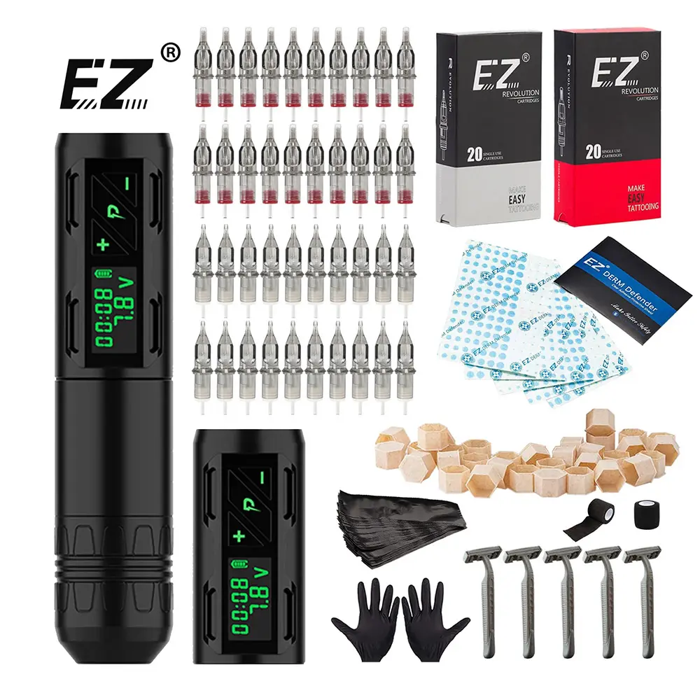 Atacado EZ Coreless Motor sem fio P2S Pen máquina de tatuagem profissional conjunto completo kits de tatuagem