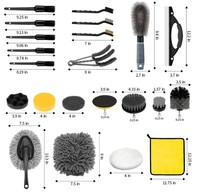 Juego de 23 Cepillos para Detallado de Autos, Color Gris, Accesorios para Taladro y Almohadillas de Pulido para Interiores y Exteriores de Automóviles