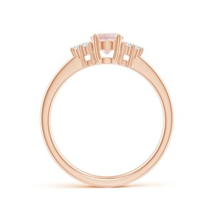 18K Real Solid Gold Wedding Ring Rhodium Plated <strong>Morganite</strong> <strong>Gemstone</strong> Rose Gold for Anniversaries and Parties - Product Image 2
