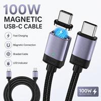 Kabel Pengisian Daya Magnetik PD 100W Aluminium Alloy Nylon USB-C USB-C Pengisian Cepat Transfer Data 1m Konduktor Tembaga Murni