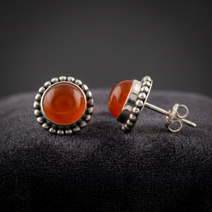 Trendy Original Design Fashion Jewelry Natural Cut Orange Carnelian Gemstone 925 <b>Sterling</b> <b>Silver</b> Solid <b>Stud</b> Earrings Party Gift - Product Image 2