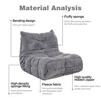Canapé paresseux personnalisable gris clair en mousse haute densité, fauteuil pouf pour chambre et salon, coin lecture, canapé-lit compressible