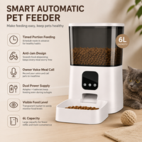 Distributeur automatique intelligent moderne pour animaux de compagnie avec application, distribution de portions programmée, caméra HD, appels vocaux, conception anti-blocage, réservoir de nourriture de 6 L, pour chats