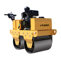 Compacteur routier manuel à double tambour 550 kg, moteur diesel/essence, mini-rouleau compresseur pour travaux routiers