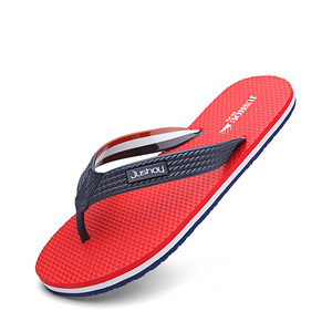 Jushou – tongs pour hommes, rouge et noir, semelle épaisse et souple, antidérapantes, sandales de plage, pour l'été et l'extérieur - Product Image 5