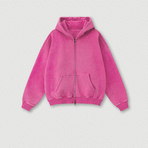 W0161 Sudadera con capucha de alta calidad, 360 g/m², con lavado a la piedra, relieve 3D, efecto desgastado, flocado, forro polar de invierno, estampado con cremallera y bordado 3D - Product Image 1