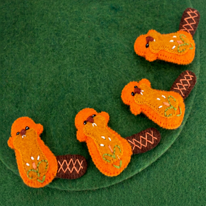 Adorno de castor miniatura de fieltro y lana cosido, guirnalda móvil para habitación infantil, juguete - Product Image 4
