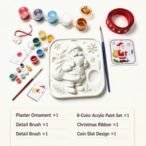 Suministros Navideños, Adornos Colgantes de Papá Noel, Kits de Manualidades con Pinturas Acrílicas y Pinceles, Kits de Pintura de Yeso para Navidad - Product Image 4
