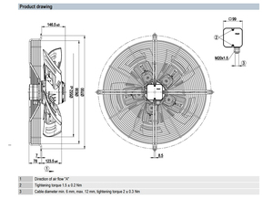 Ventilador axial de CA de 560 mm ebm-papst S4D560-BQ01-02, ventilador de refrigeración industrial para sistemas HVAC y de condensación - Product Image 2