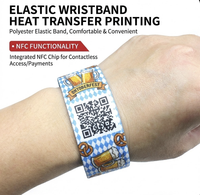 Bracelet intelligent réutilisable en tissu extensible confortable, tissé, avec puce RFID 1K, étanche, pour l'accès aux événements