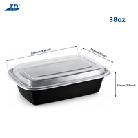 Boîte alimentaire rectangulaire jetable en PP, compatible congélateur, avec couvercle, pour la préparation de repas, la livraison et la restauration à emporter