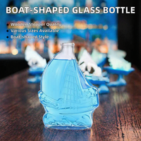 Bouteille de tequila en verre en forme de voilier avec bouchon en bois, sérigraphiée et diffuseur à roseaux