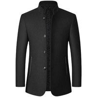 Veste en laine tricotée unie respirante à col montant pour homme, style décontracté, boutonnée, pour l'automne et l'hiver