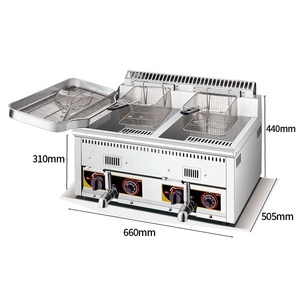 2 Tanks 24L Gas tiefe edelstahl friteuse industrie kommerziellen mit timer temperatur controller brosted - Product Image 2