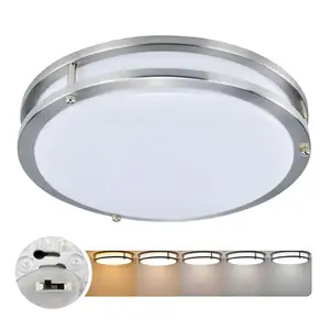 Vente chaude moderne ETL double anneau LED Plafonnier 24W Rond ultra-mince Encastré acrylique forme ronde plafonnier pour chambre