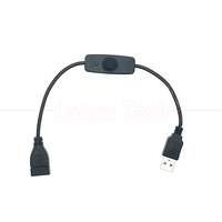 Cable de Extensión USB Tipo C Macho a Hembra con Interruptor de Encendido/Apagado, PVC y Cobre Puro, para Raspberry Pi, Lámpara, Ventilador, Computadora