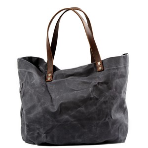 Vintage Waxed Canvas Tote Bag Water Resistant Crinkled Leather Handle Large Capacity Shoulder Bag <strong>Handbag</strong> <strong>for</strong> Women <strong>Men</strong> Shopping - Product Image 1