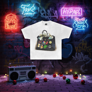 T-shirt vintage con grafica a forma di borsa per soldi, vestibilità oversize, stile streetwear Y2K, divertente maglietta regalo di Natale - Product Image 3