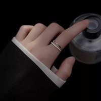 Kadınlar için Kübik Zirkonya Çift Bantlı Ayarlanabilir Açık Yüzük, 6mm, Beyaz Altın Kaplama Pirinç Zarif Minimalist