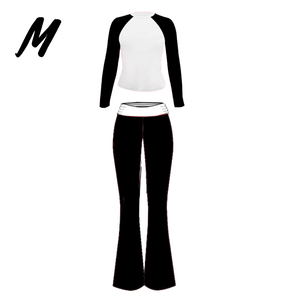 Set <span class=keywords><strong>Donna</strong></span> Y2K: Maglietta Aderente a Maniche Lunghe con Contrasto e Pantaloni a Zampa Rosa e Nero, Due Pezzi con Fascia per Capelli - Product Image 5