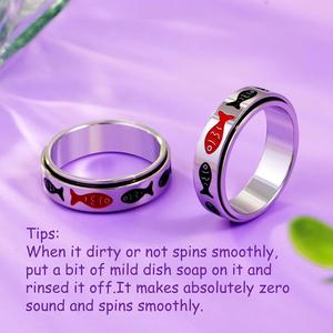 Bague anti-stress inspirante en acier inoxydable « Nager <span class=keywords><strong>contre</strong></span> le courant » pour femmes, vente en gros - Product Image 6