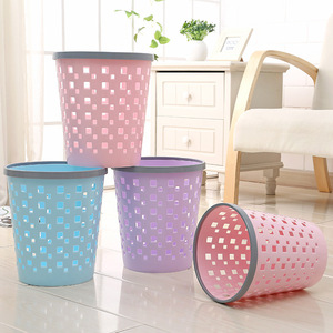 Square Ring Toss Plastic Trash Can 4L With <b>Lid</b> Indoor Waste <b>Bin</b> For Kitchen Office Storage Bucket Cylindrical Shape Pink Purple - Product Image 3