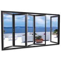 Fenêtre pliante en aluminium insonorisée à rupture de pont thermique avec cadre thermolaqué et moustiquaire personnalisée pour villa, terrasse, hôtel, balcon