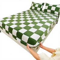 Housse de matelas en velours de lait d'hiver, housse de lit de luxe, taie d'oreiller, drap de lit trois pièces