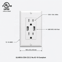 Stopkontak USB BAREP 15A 125V Bersertifikasi CULus 4.8A Port USB Ganda Pintar TR Tahan Gangguan untuk Stopkontak Hotel Standar AS