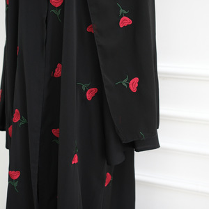 Abaya Elegante Abierta para <span class=keywords><strong>Mujer</strong></span> 2025, Bordado a Mano, Estilo Casual de Manga Larga, Traje Islámico Árabe, Estilo Modesto para Primavera, Pañuelo Musulmán - Product Image 5