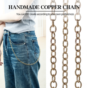 Модная кубинская цепочка 9 мм, Классическая сумка, джинсовая цепочка, цепочка с гравировкой, овальная цельная цепочка из латуни для изготовления ювелирных изделий, поставка - Product Image 4