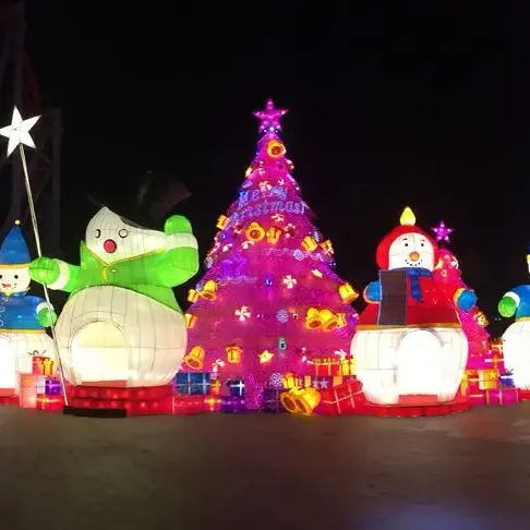 屋外のクリスマスの装飾大きな中国のお祭りのライトランタンライトお祝い & パーティー用品テーマパーク用シルクランタン