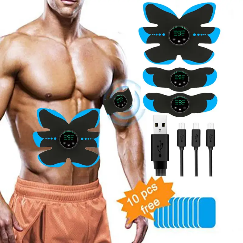 Großhandel Neue Produkte Lazy LCDEMS Fitness geräte Abs Trainer Ems Muskel training Ems Bauch muskel trainer Blue Color Box