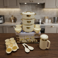 Ensemble de 21 pièces de casseroles en céramique Anax, tasses, cuillères, bordure dorée, luxe moderne, poignées en alliage de zinc antiadhésives, fond en acier inoxydable