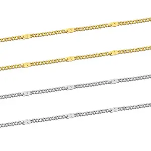 स्टेनलेस स्टील के आभूषण बनाने के लिए मीटर 18k गोल्ड पीवीडी प्लेटेड महिलाओं के नेकलेस चंकी क्यूबन चेन रोल में बेच रहा है।