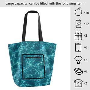 Printed <b>Foldable</b> Shopping Bag Tote Large Capacity Shoulder Carry Bag for Grocery Travel - Product Image 4