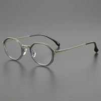 Montures de lunettes optiques rétro haut de gamme faites à la main, monture intégrale géométrique en acétate coloré rouge et vert, légères, imprimées, pour adultes