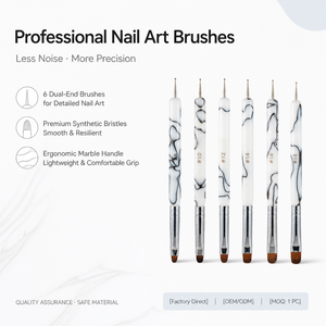 Lot de 6 pinceaux à double tête pour nail art UV, poils ronds en nylon, logo personnalisé pour la peinture de lignes fines - Product Image 1